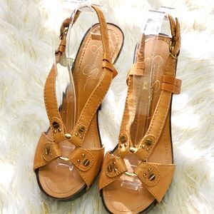 Tan platform sandals